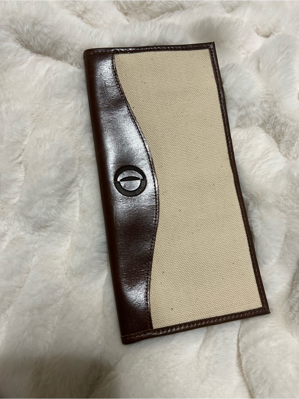 Classic Brown Leather & Cream Canvas Men's Wallet